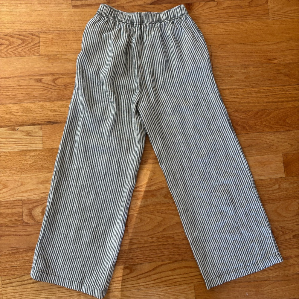 Reformation linen pants blue and White Striped